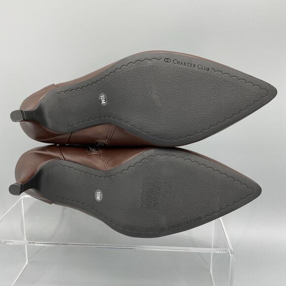 NEW Charter Club Women’s Ulyssa Pointed Toe Stiletto Dress Booties Brown Sz 10M - Picture 8 of 10